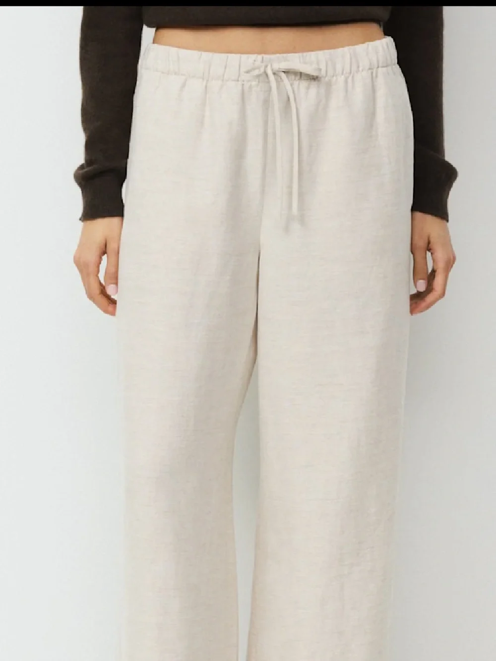 ARITZIA The Lodge Pant in Undyed Ecru Drawstring Wide-Leg Flowy Sz Medium Short